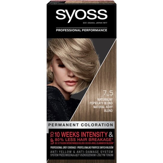 

Стойкая краска для волос Syoss Permanent Coloration 7_5 натуральный пепельный блондин
