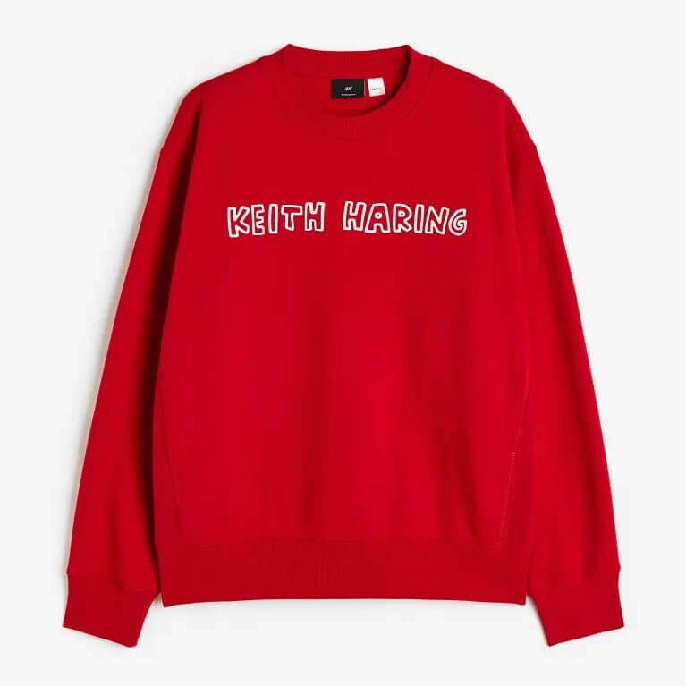 

Свитшот H&M Keith Haring Oversized Fit Printed, красный