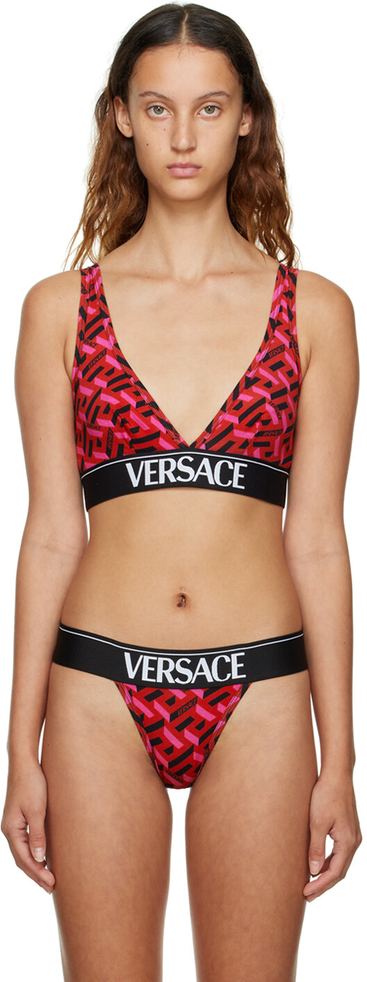 

Красный бюстгальтер с принтом Versace Underwear