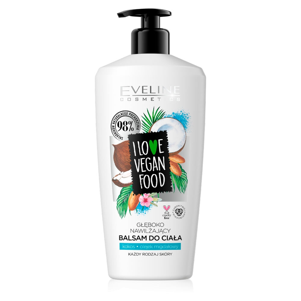 

Eveline Cosmetics I Love Vegan Food глубоко увлажняющий лосьон для тела Кокосовое и миндальное масло 350мл