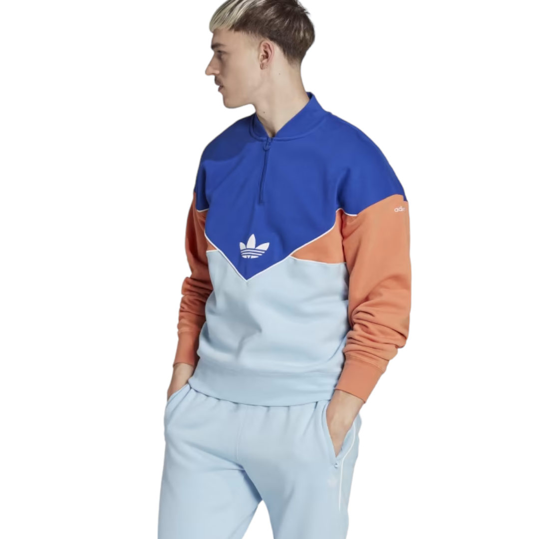 Свитшот Adidas Originals Adicolor Seasonal Archive Half-Zip Crew,  голубой/оранжевый – заказать с доставкой из-за рубежа через онлайн-сервис  «CDEK.Shopping»