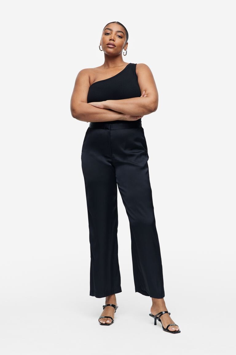

Широкие атласные брюки H&M, черный