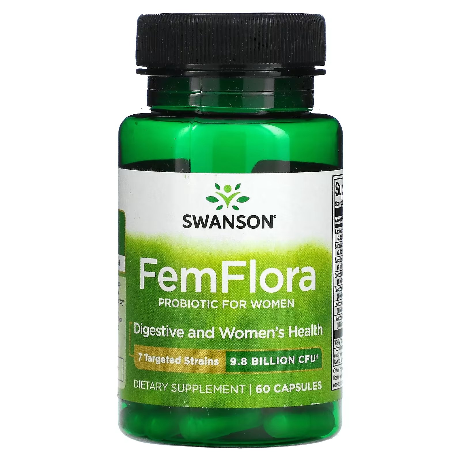 Swanson FemFlora пробиотик для женщин 9,8 млрд КОЕ, 60 капсул - фото