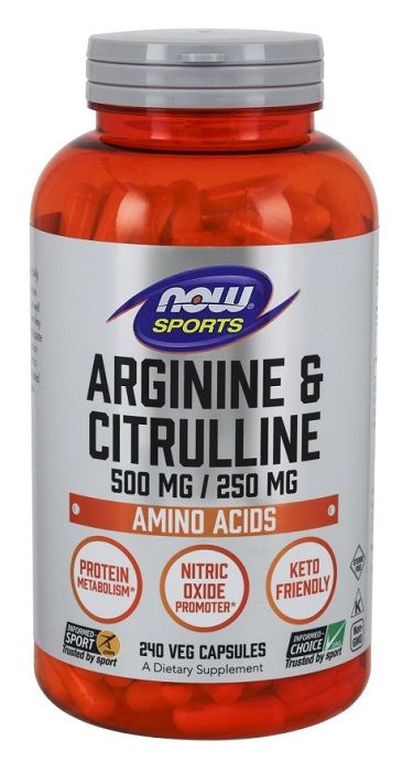 Now Foods Arginine & Citruline набор аминокислот в капсулах, 240 шт. аргинин и цитруллин now foods sports 240 растительных капсул