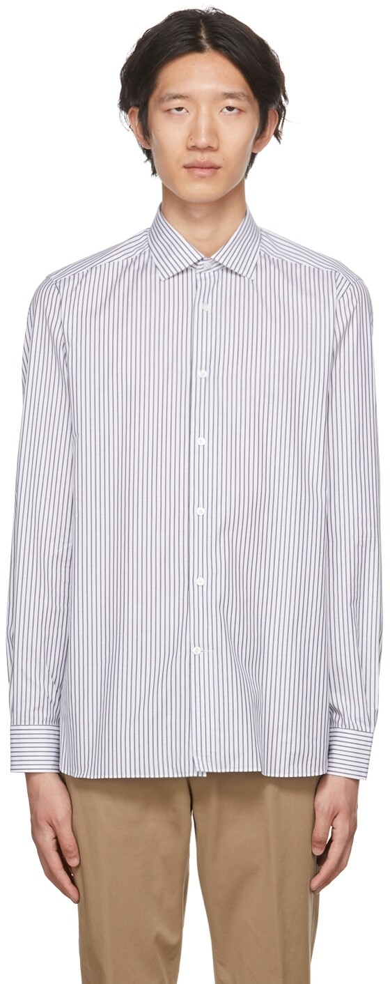 

Белая полосатая рубашка ZEGNA