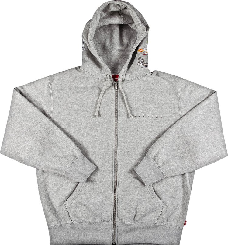 Толстовка Supreme Globe Zip Up Hooded Sweatshirt 'Heather Grey