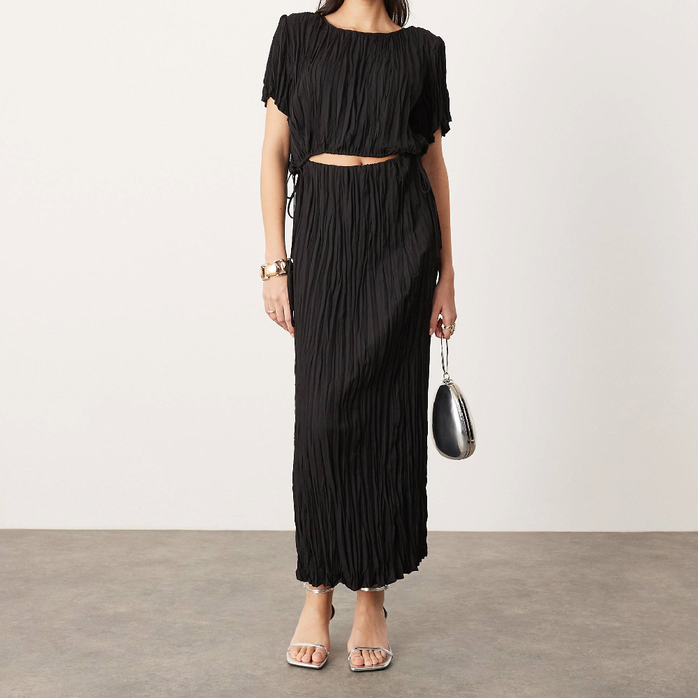 Юбка Asos Edition Plisse Textured Midaxi, черный флокированная сетчатая юбка женская летняя модель 2022 модель средней длины тонкое драпированное саронг сказочная плиссированная юбка 8673