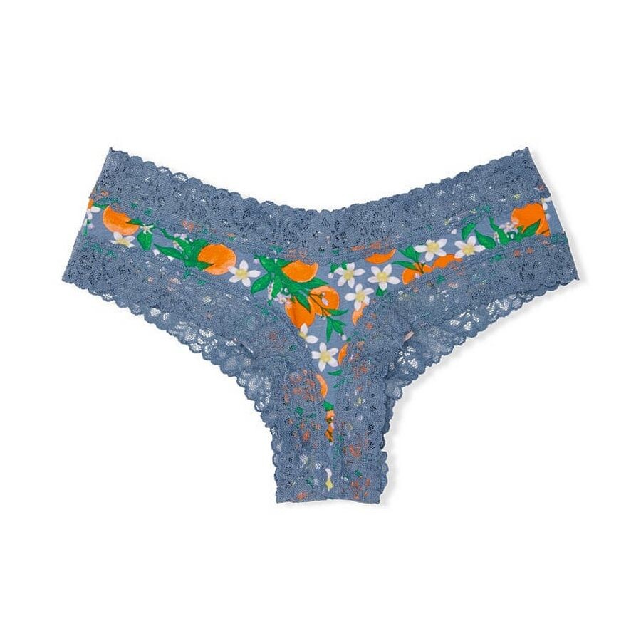 

Трусы Victoria's Secret Lace Waist Cotton Cheeky, голубой/оранжевый