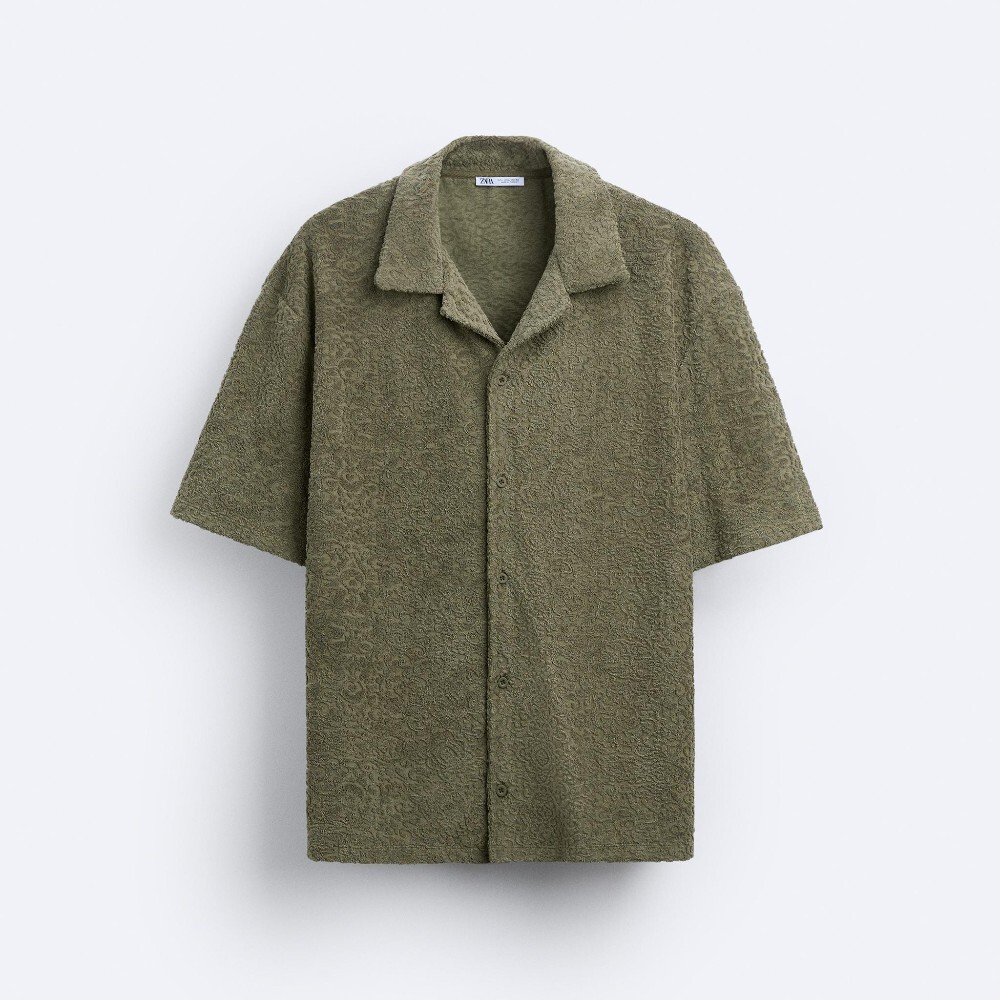 

Рубашка Zara Terry Jacquard, хаки