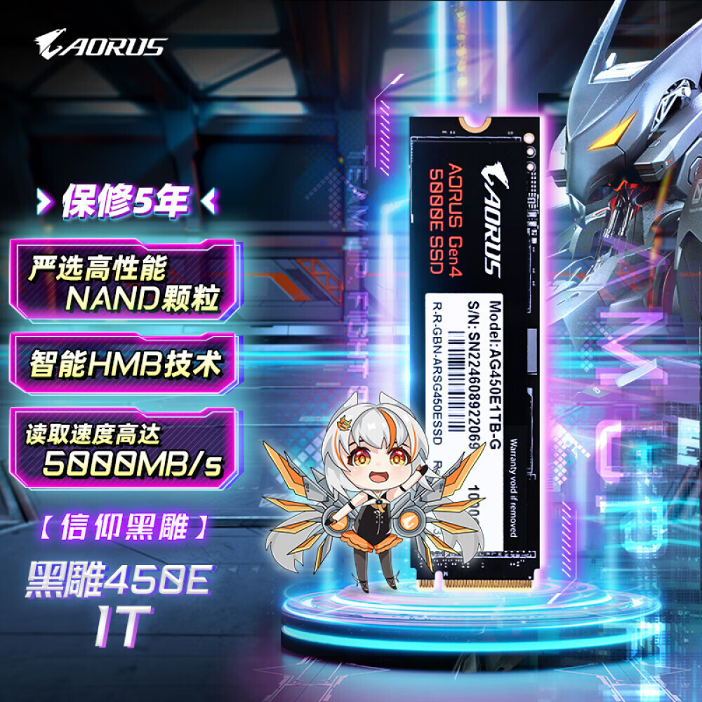 

SSD-накопитель Gigabyte Black Eagle 450E AORUS 1ТБ