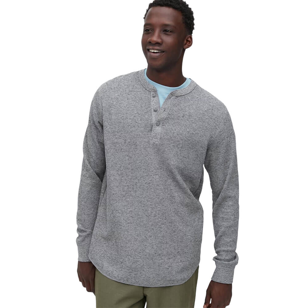 

Лонгслив Uniqlo Waffle Henley Neck, серый