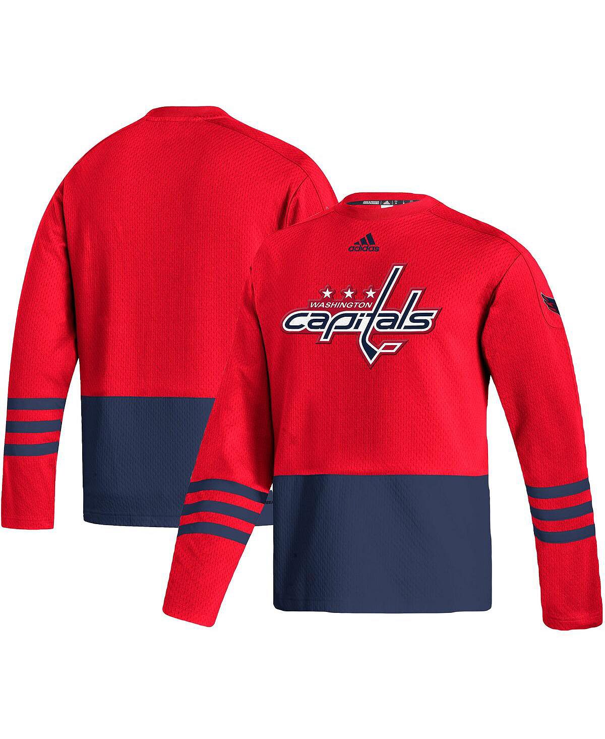 Мужской красный пуловер с логотипом washington capitals aeroready adidas, красный бейсболка вашингтон кэпиталз