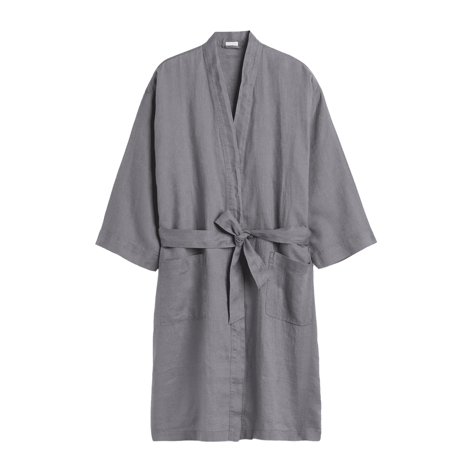 Халат H&M Home Washed Linen, темно-серый