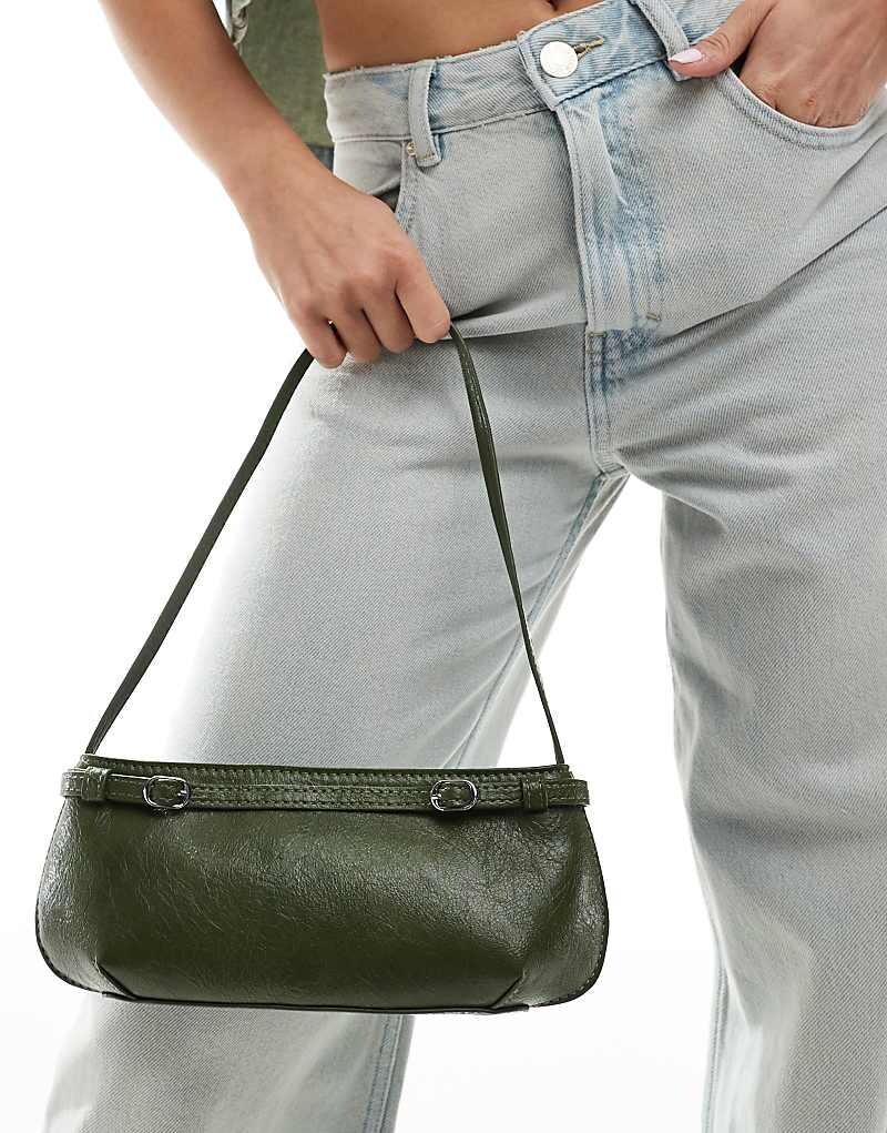 

Зеленая сумка через плечо ASOS Design – с пряжкой