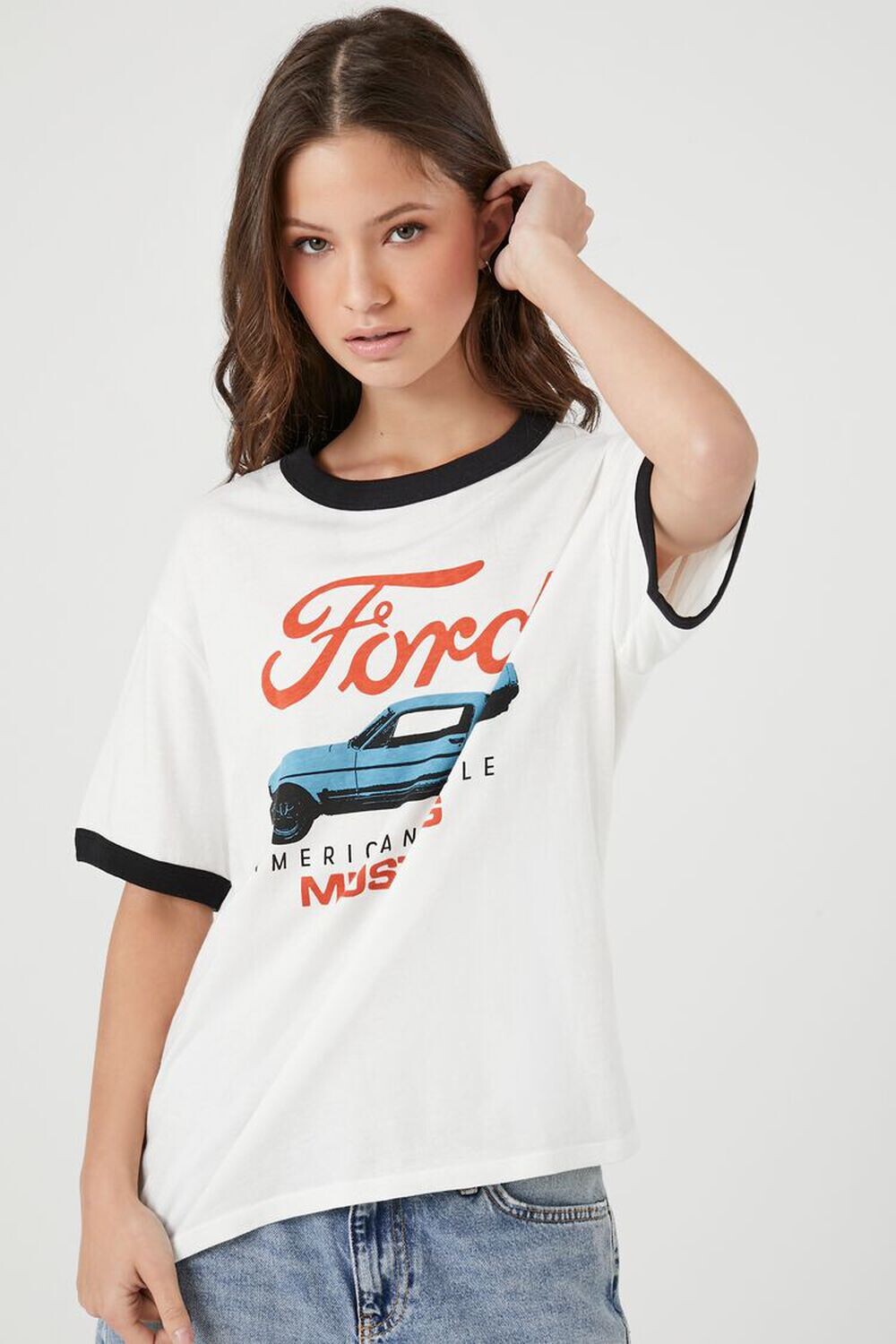 

Футболка Ford с рисунком звонка Forever 21, белый