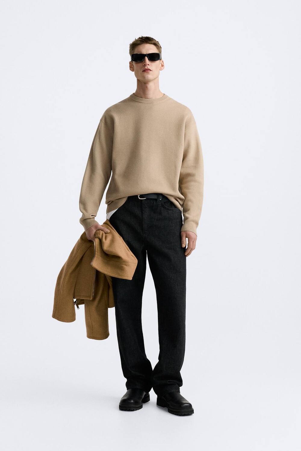 

Мягкий текстурированный свитер ZARA, песок
