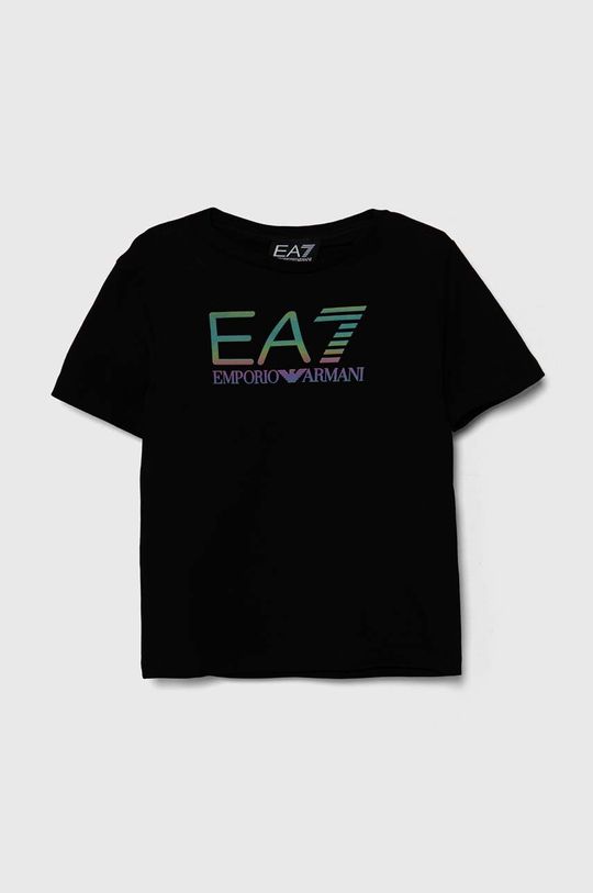 EA7 Emporio Armani Детская хлопковая футболка, черный