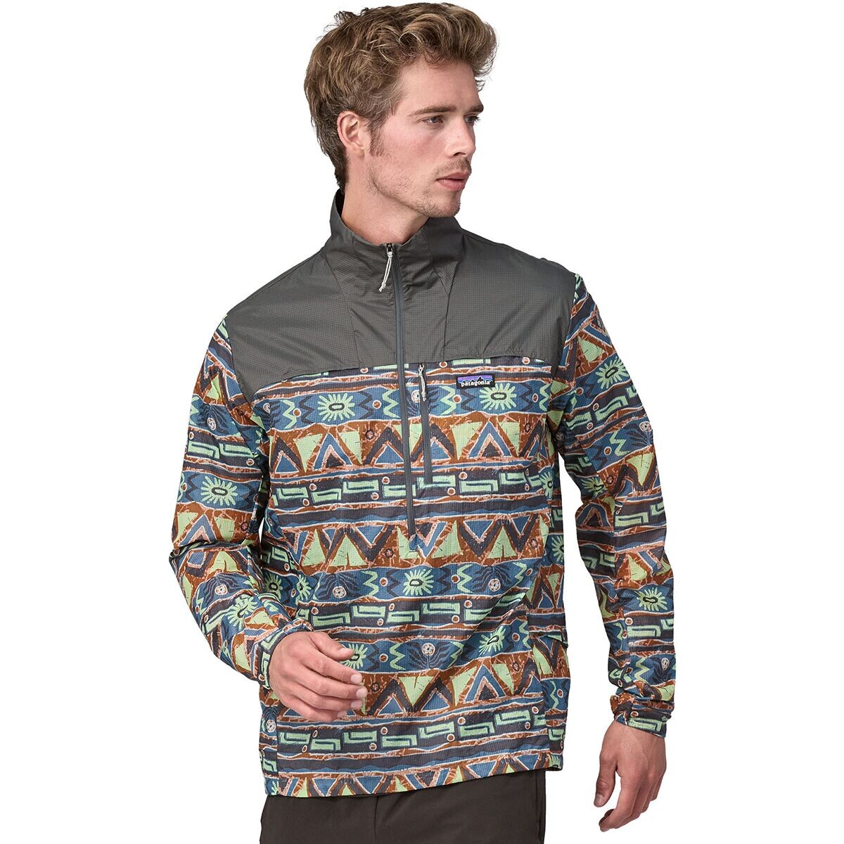 

Пуловер с молнией 1/2 houdini stash Patagonia, цвет high hopes geo: forge grey