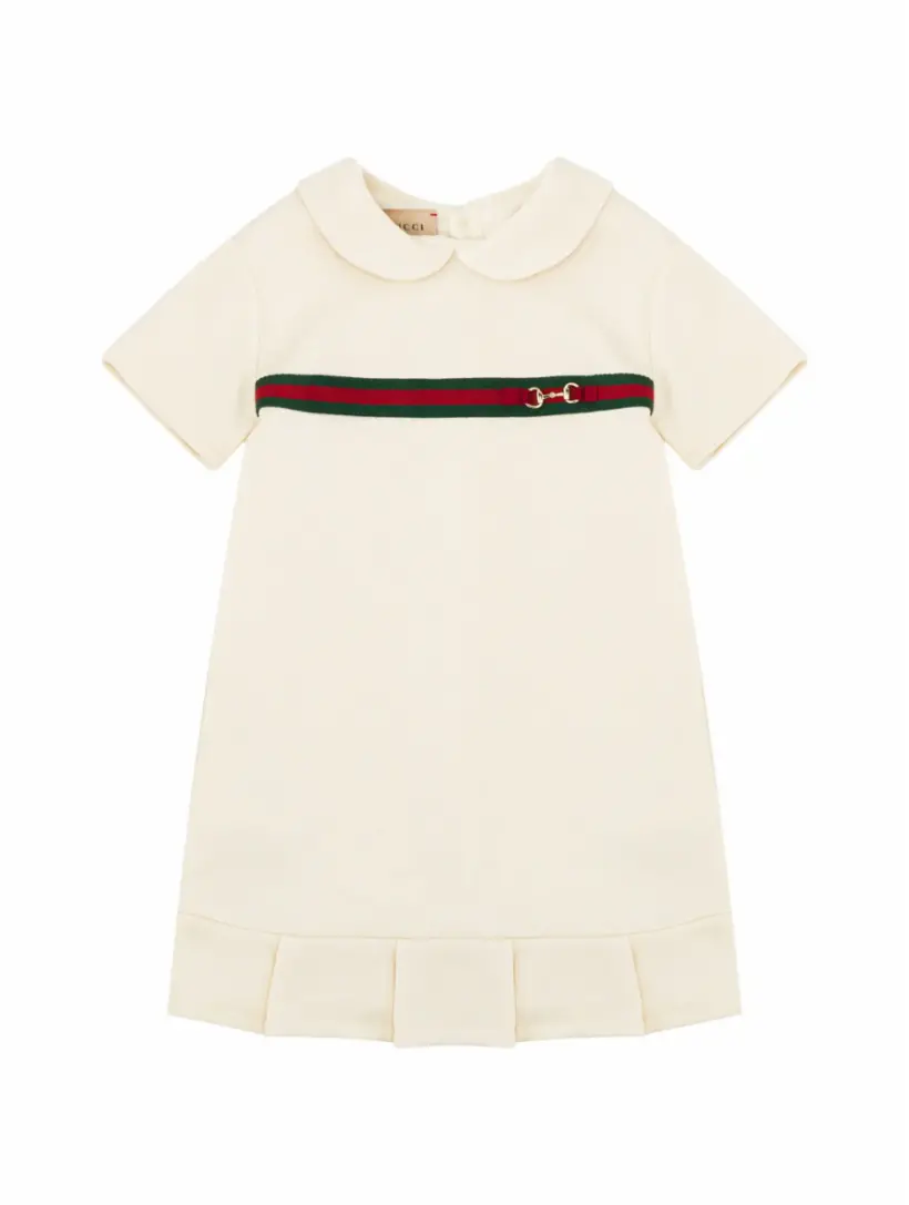 Хлопковое платье Horsebit Gucci, бежевый