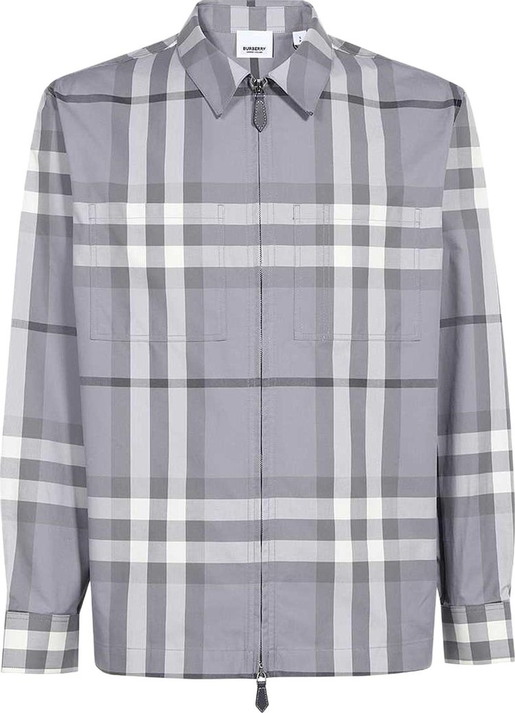 Рубашка Burberry Zip Front Shirt 'Storm Grey', серый