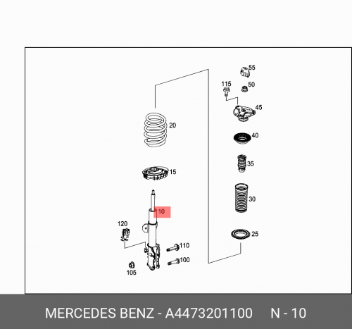 Амортизатор передний правый/spring strut A4473201100 MERCEDES-BENZ цена и фото