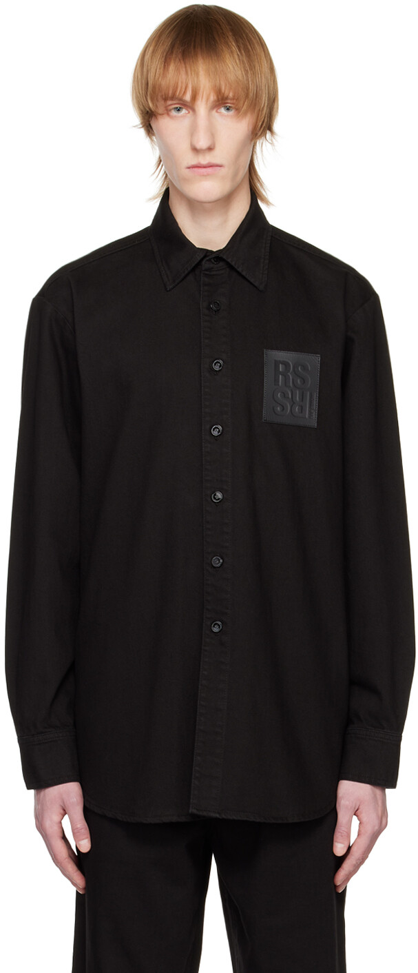 

Черная джинсовая рубашка с нашивками Raf Simons