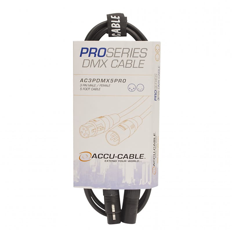 ADJ American DJ AC3PDMX5PRO Кабель Accu-Cable Pro Series 5' DMX, 3-контактный
