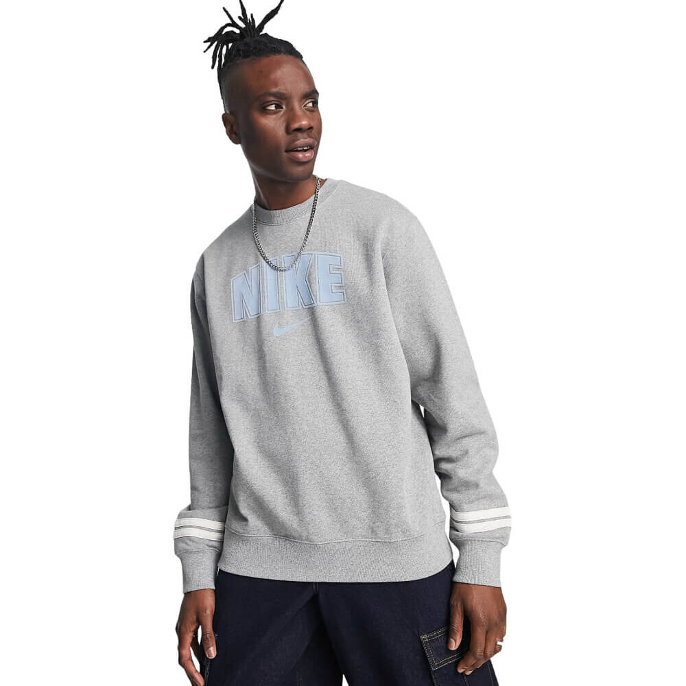 Свитшот Nike Crew Neck, серый темно дымчато серый свитшот nike с круглым вырезом и принтом на груди в стиле ретро