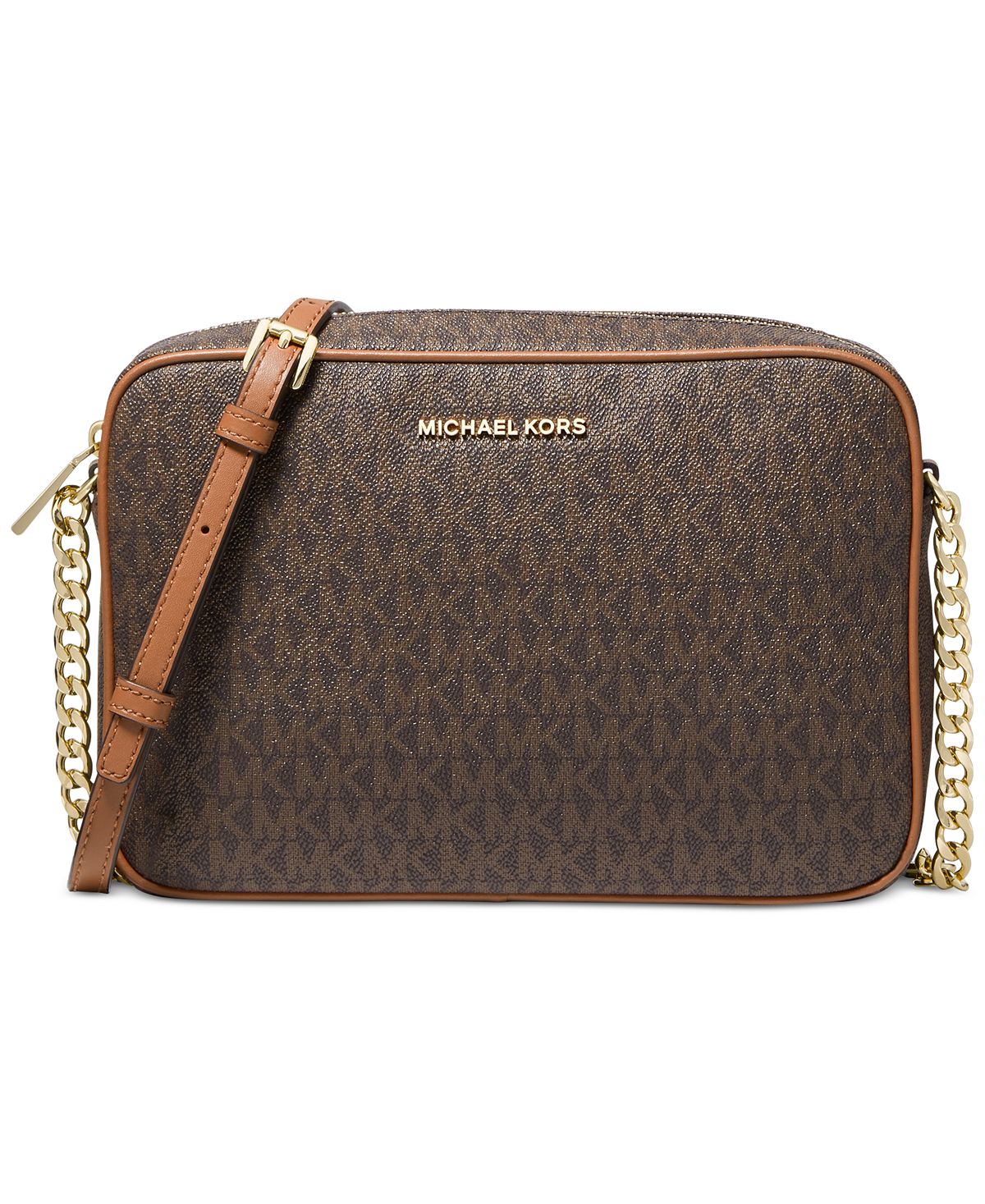 Сумка Michael Kors Signature Jet Set East-West Crossbody, коричневый - фото