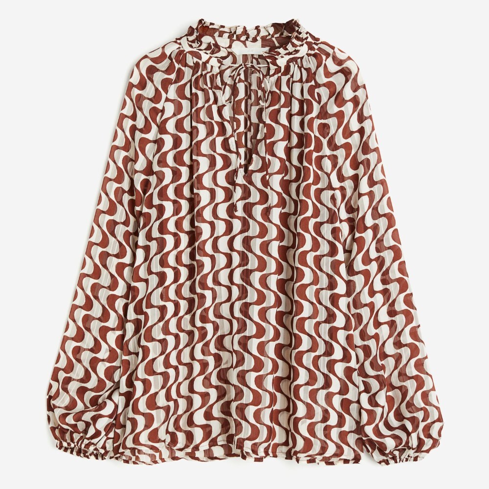 

Блузка H&M Ruffle-trimmed Crêped, коричневый