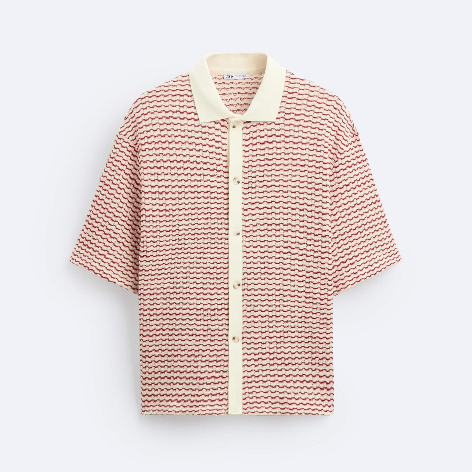 рубашка zara geometric jacquard кремовый Кардиган Zara Geometric Jacquard, белый/красный