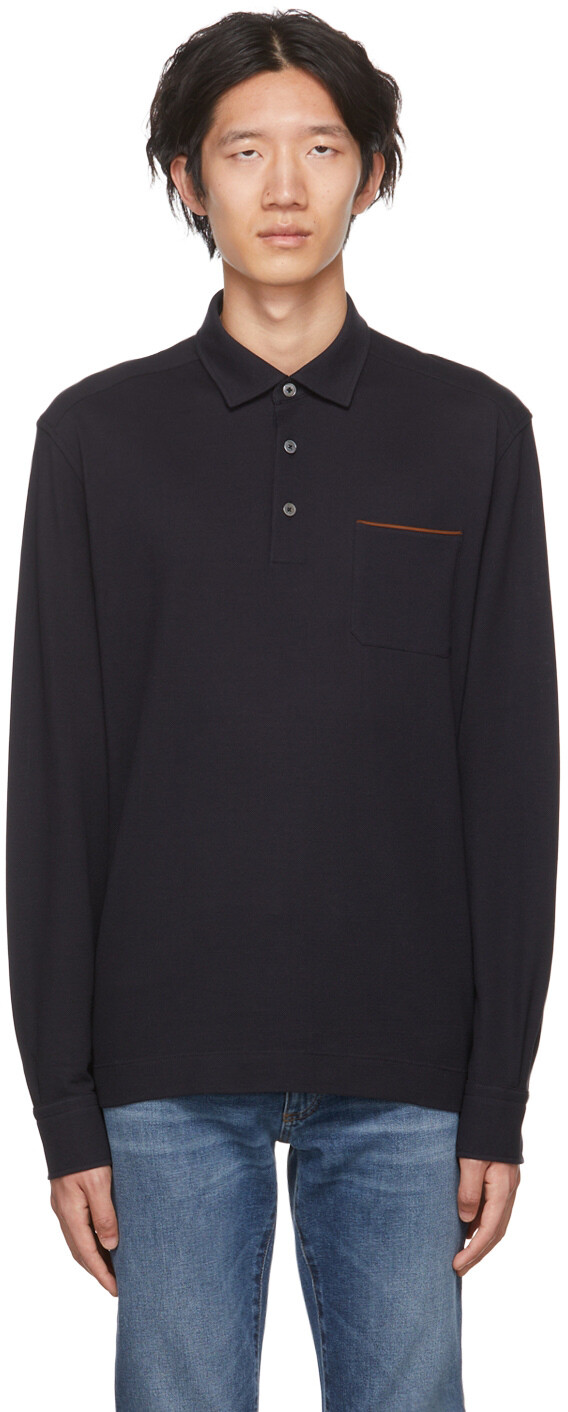 

Темно-синее хлопковое поло ZEGNA, Синий