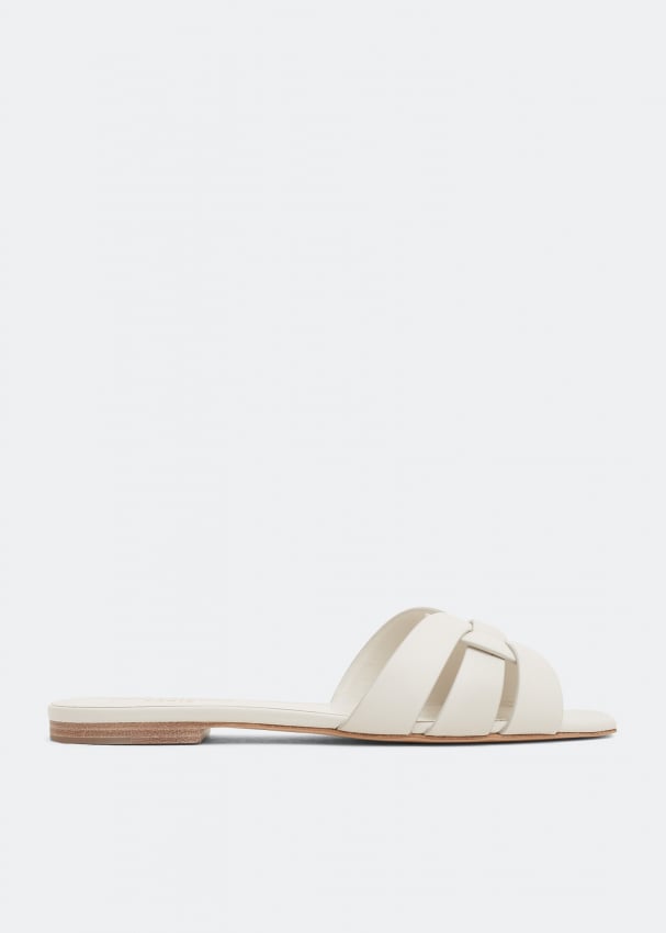 Сандалии SAINT LAURENT Tribute leather flat sandals, белый
