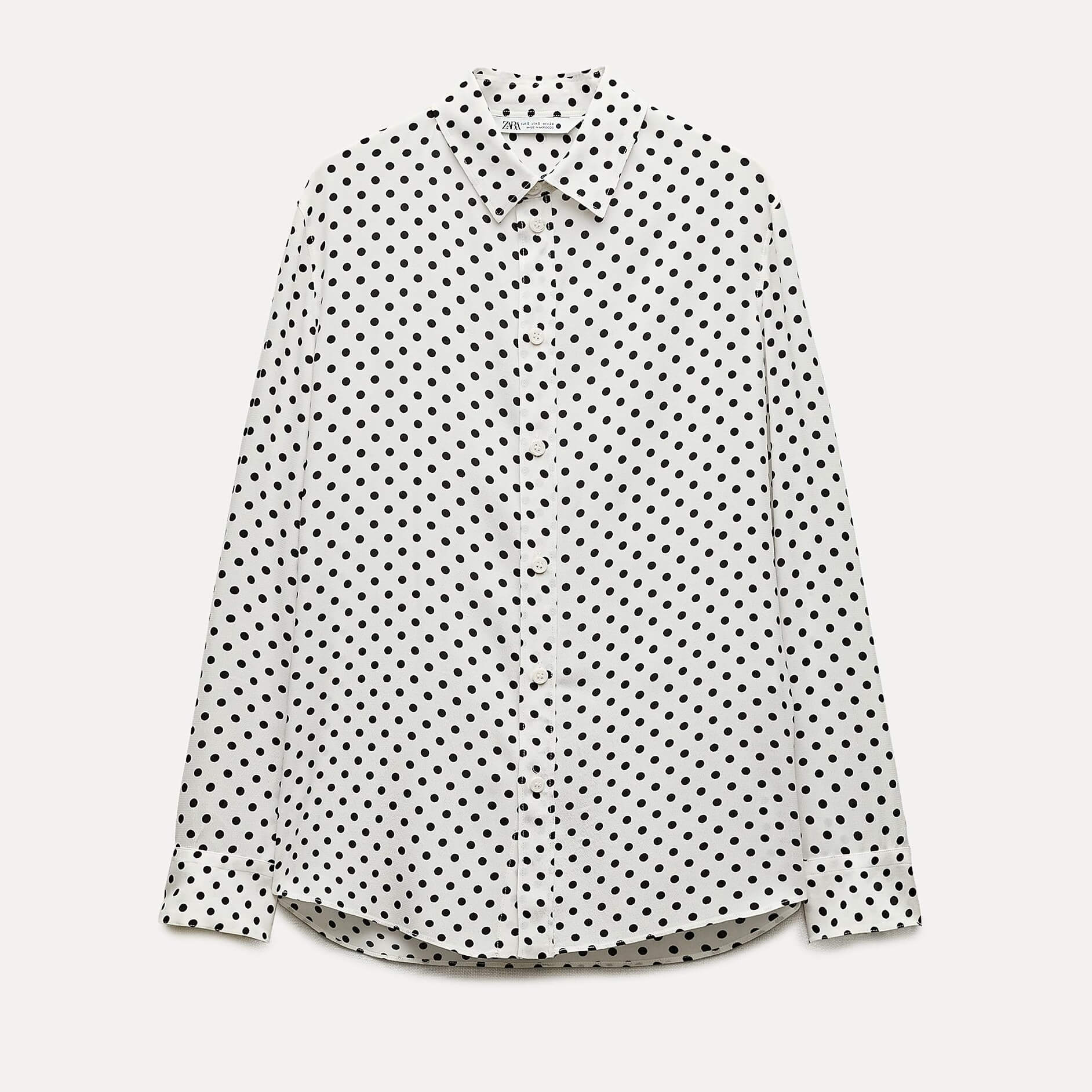 Рубашка Zara ZW Collection Polka Dot Print, белый/черный