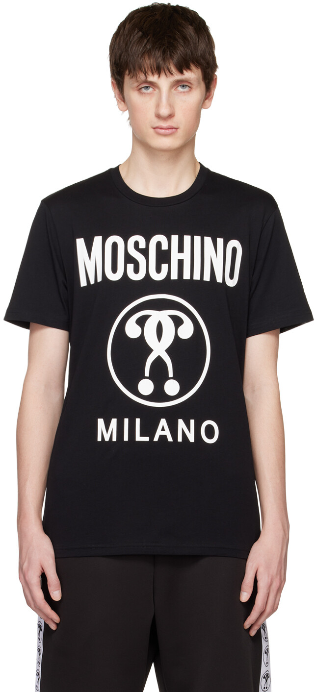 

Черная футболка с двойным вопросительным знаком Moschino, Черный