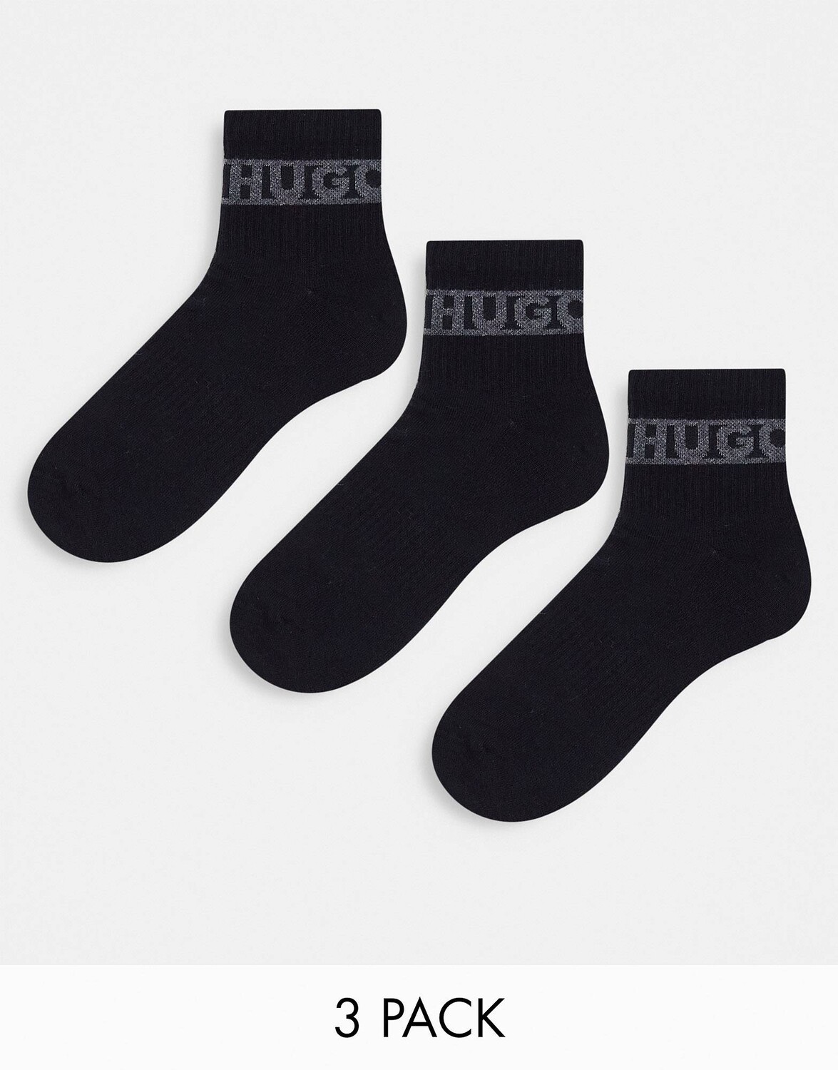 

3 пары носков в рубчик на четверть HUGO Bodywear черного цвета