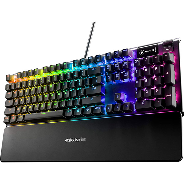 цена Проводная игровая клавиатура SteelSeries Apex 5, Hybrid Blue Switch, черный