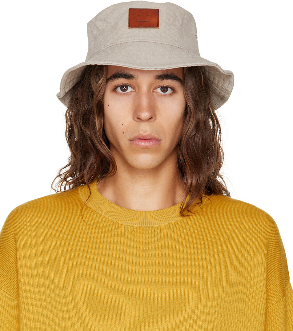 

Бежевая кожаная панама с нашивкой Acne Studios