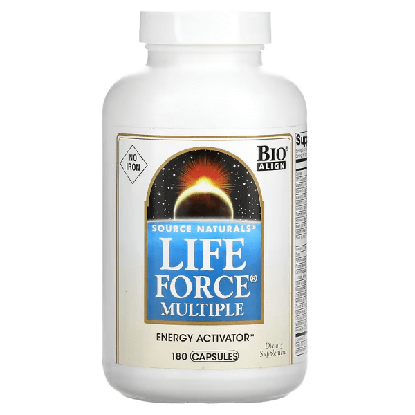 Мультивитамины без железа Life Force Multiple, 180 капсул, Source Naturals - фото