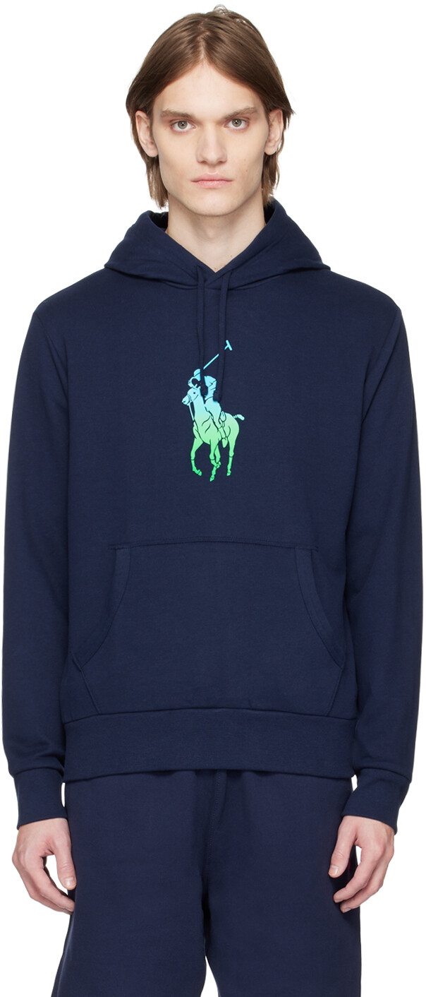 

Темно-синяя худи с эффектом \омбре\" и большим пони" Polo Ralph Lauren