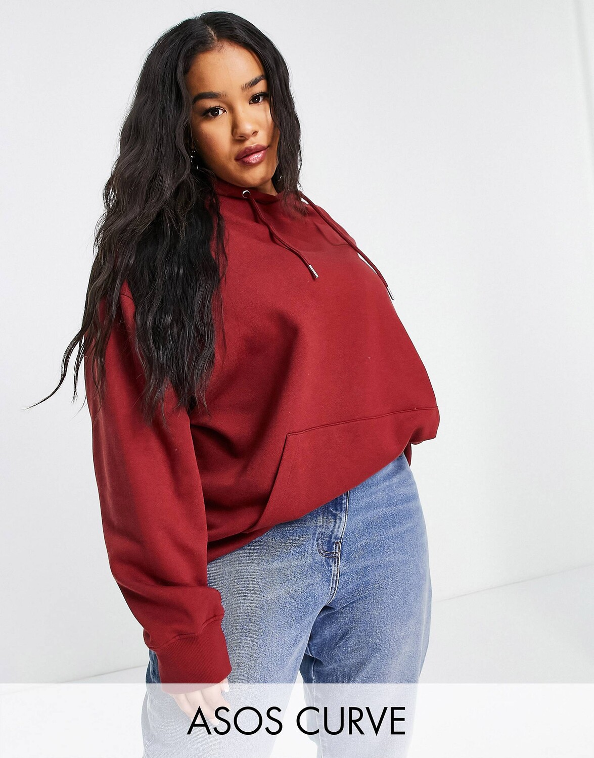 

Бордовая толстовка бойфренда оверсайз ASOS DESIGN Curve