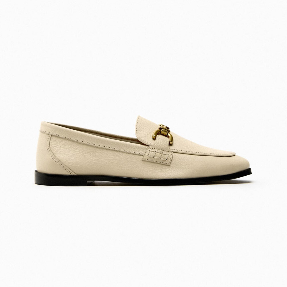 

Лоферы Zara Soft Leather With Buckle, кремовый