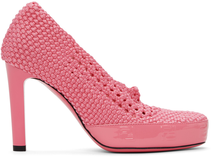 

Розовые вязаные эластичные туфли на каблуке Fendi