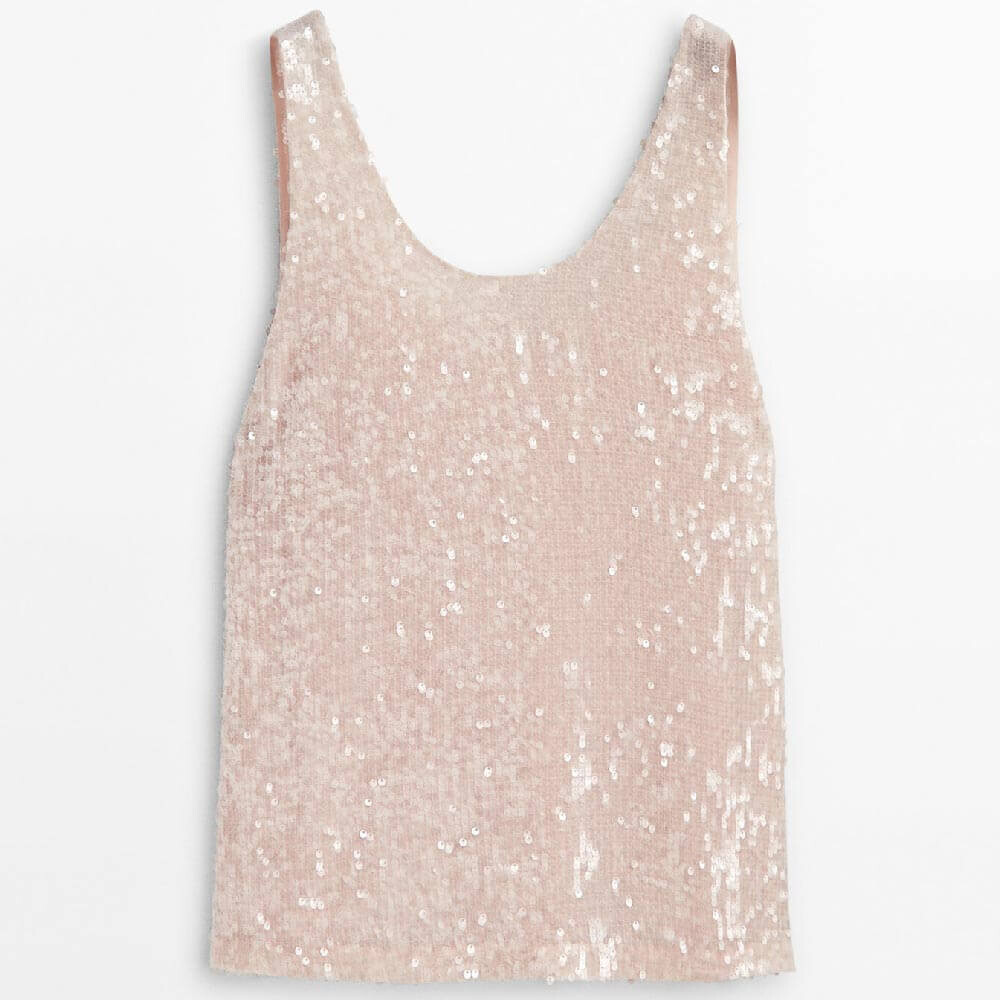 

Топ Massimo Dutti Sequinned, розовый