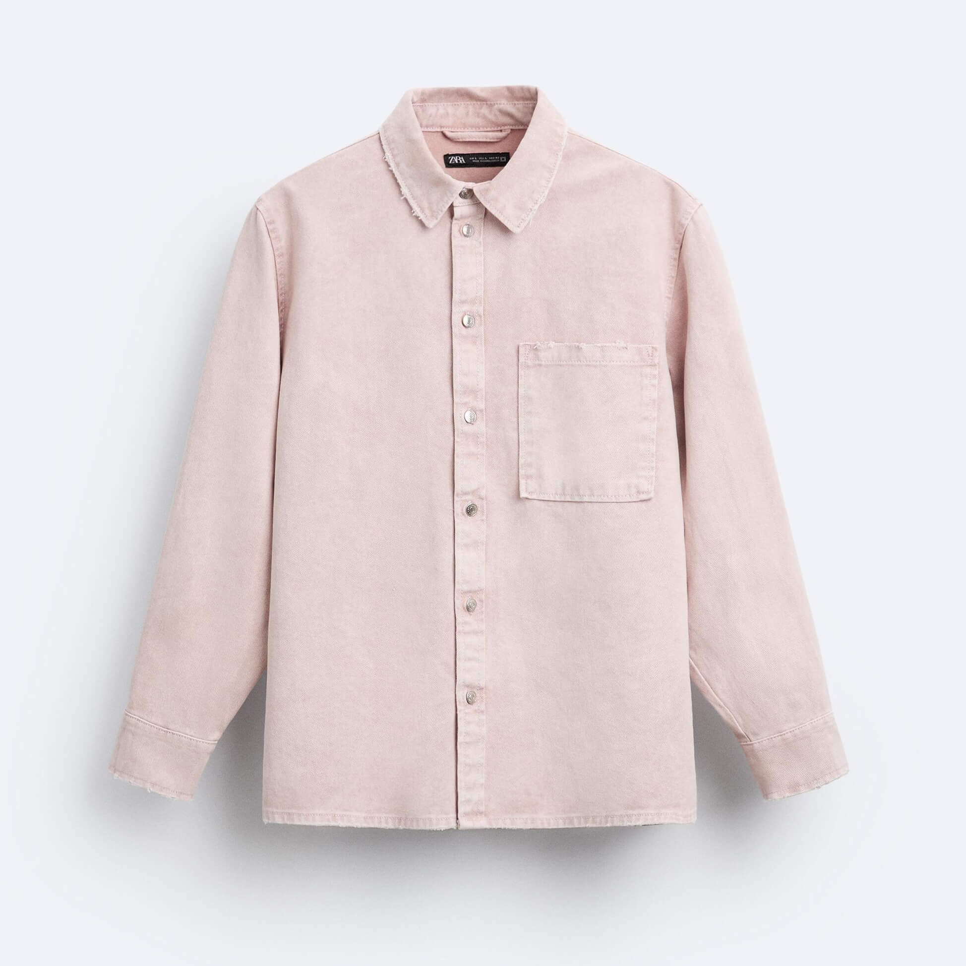 Рубашка верхняя Zara Contrast Topstitching, розовый рубашка zara satin with topstitching жемчужно серый