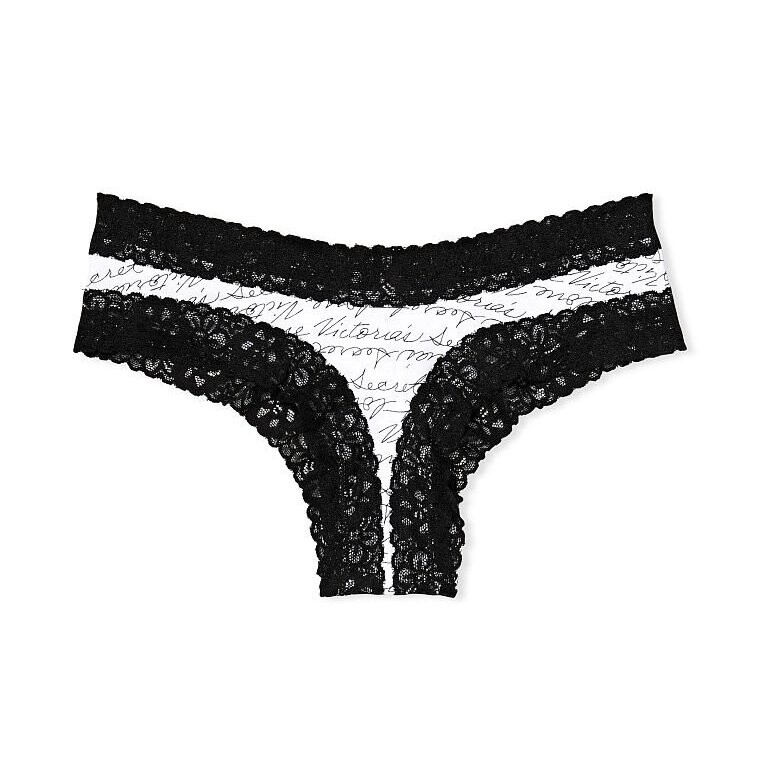

Кружевные трусики Victoria's Secret Waist Cotton, белый/черный