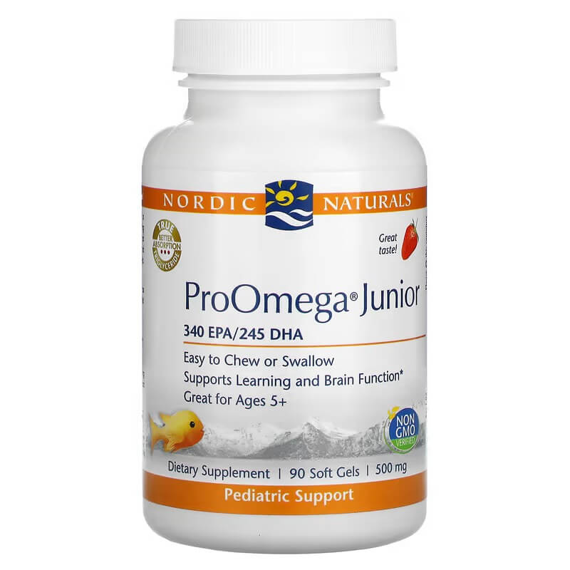 Омега-3 Nordic Naturals ProOmega Junior со вкусом клубники 340 мг, 90 капсул