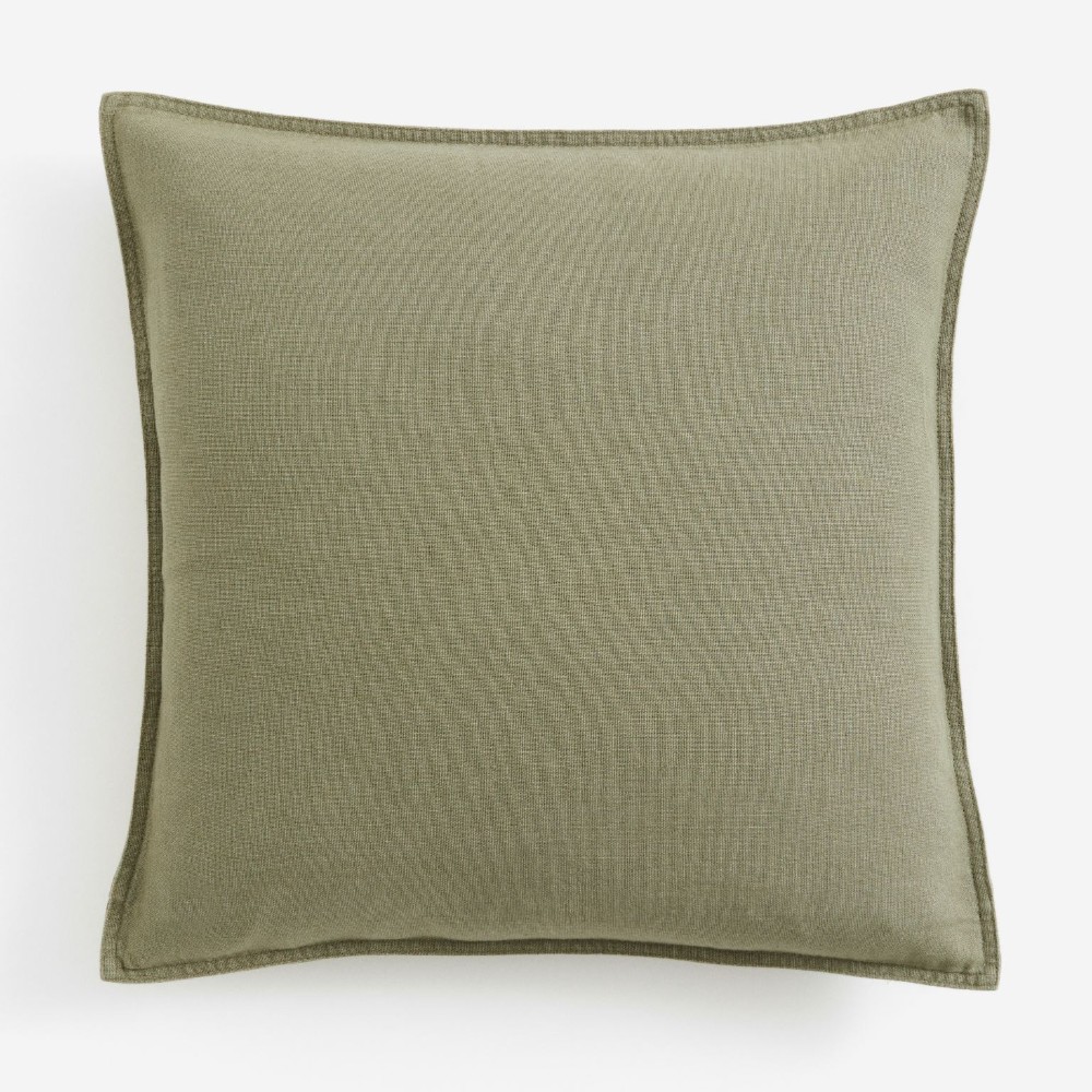 

Декоративная наволочка H&M Home Linen-blend, темно-зеленый хаки