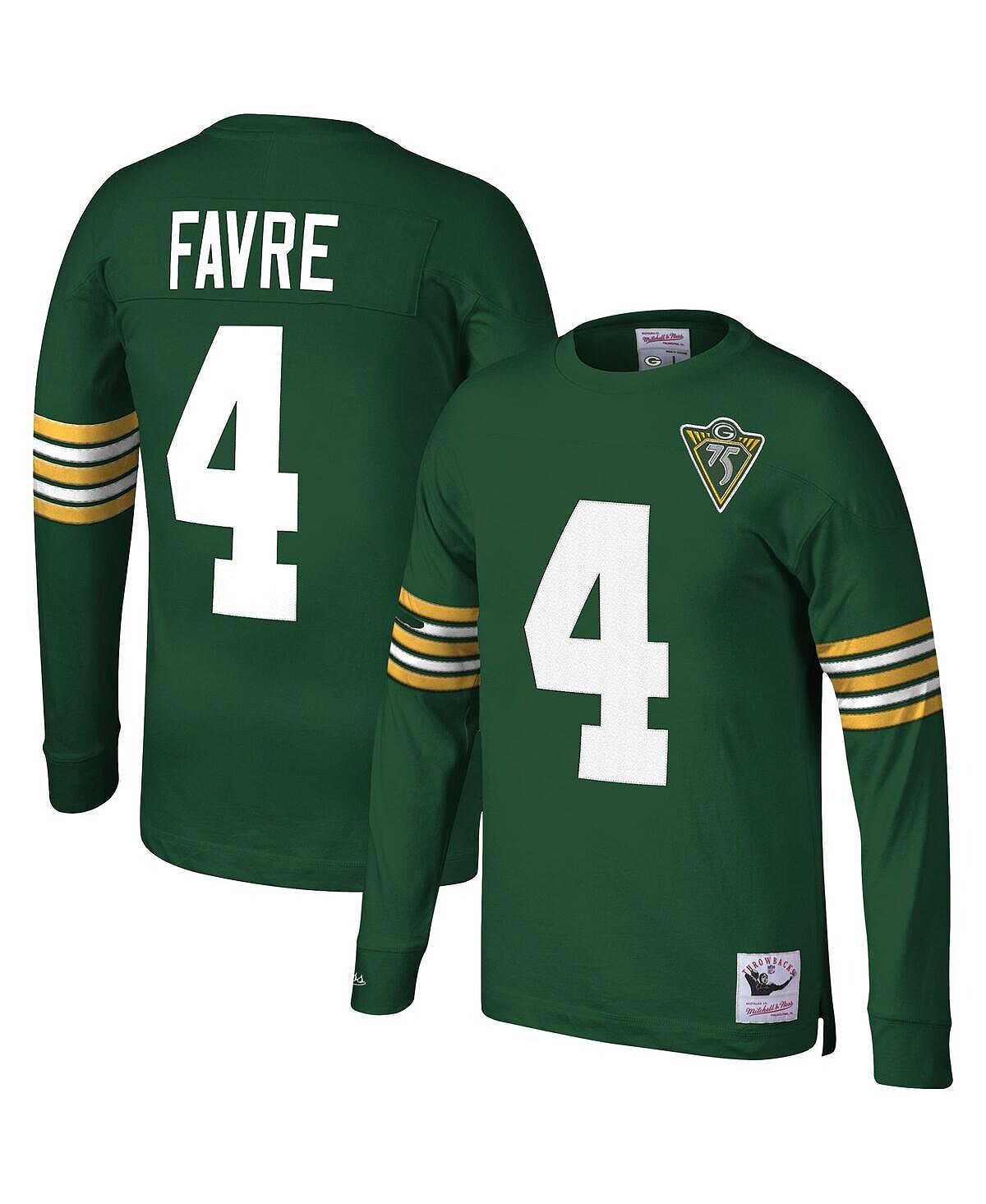 

Мужская футболка с длинным рукавом brett favre green green bay packers 1994 года с именем и номером вышедшего на пенсию игрока Mitchell & Ness, зеленый