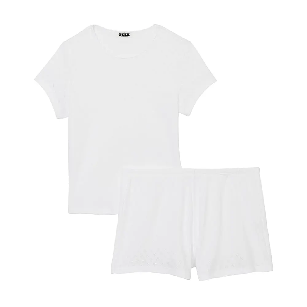 

Пижама Victoria's Secret Pink Cotton Heart Pointelle, белый